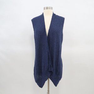 Eileen Fisher Vest Wool XS Blue Knit Sleeveless